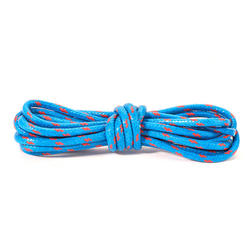 Blue with Red Stripes Waxed Round Shoelaces