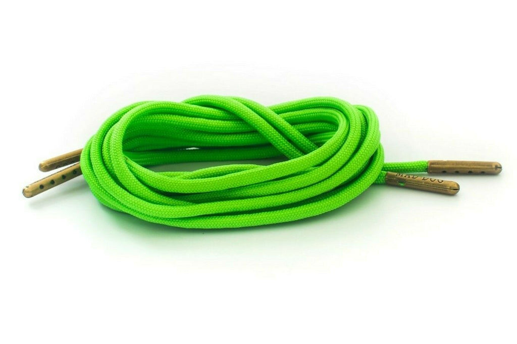 Neon Green Shoelaces 550 Paracord Steel Tip Mad Dog Laces Mad Dog