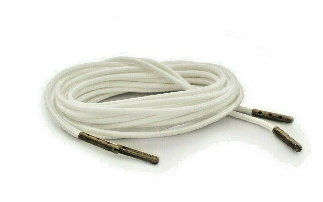 White Boot Laces  3mm Paracord Steel Tip Shoelaces - Mad Dog Laces