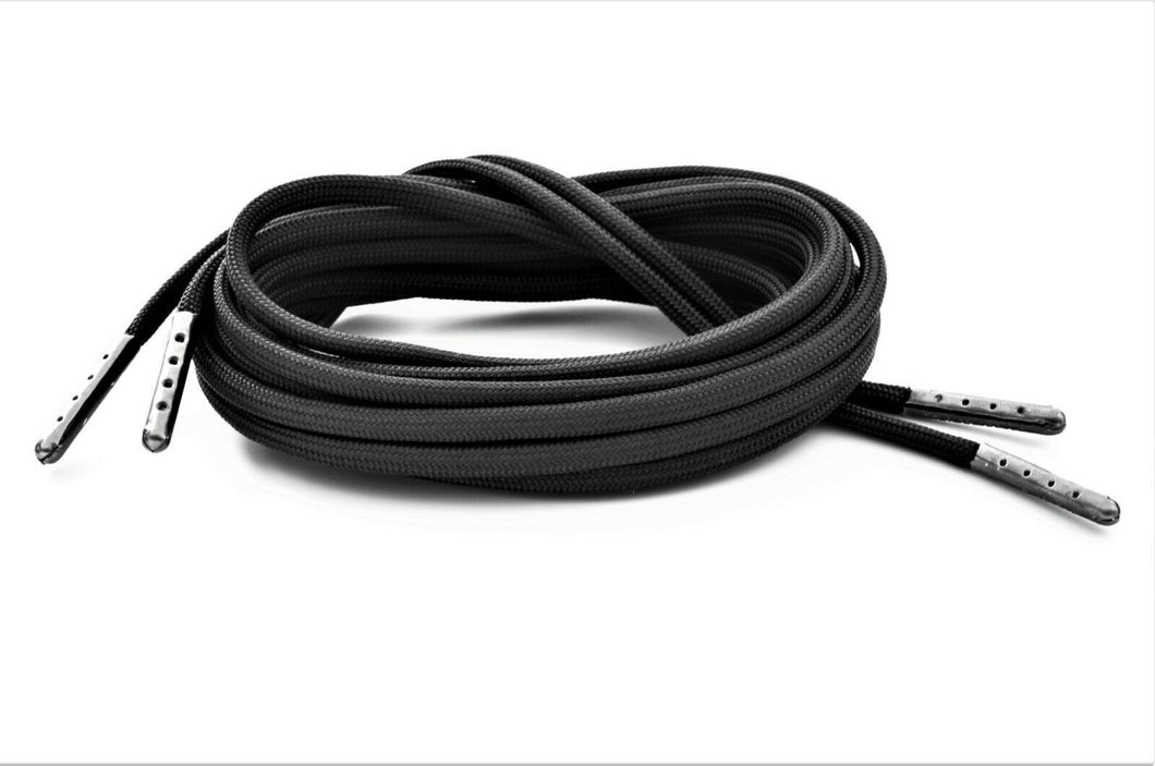 Black Boot Laces *Guaranteed for Life* 550 Paracord Steel Tip Shoelaces - Mad Dog Laces