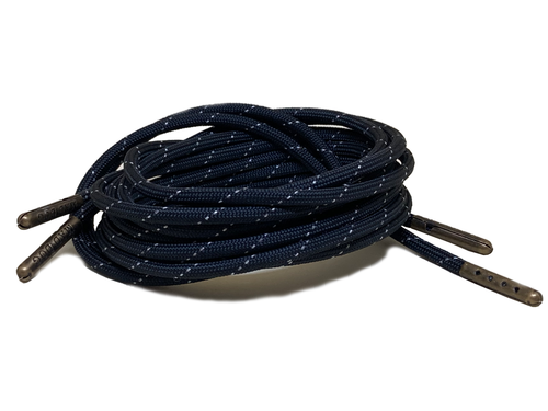Black Reflective Boot Laces 550 Paracord Steel Tip