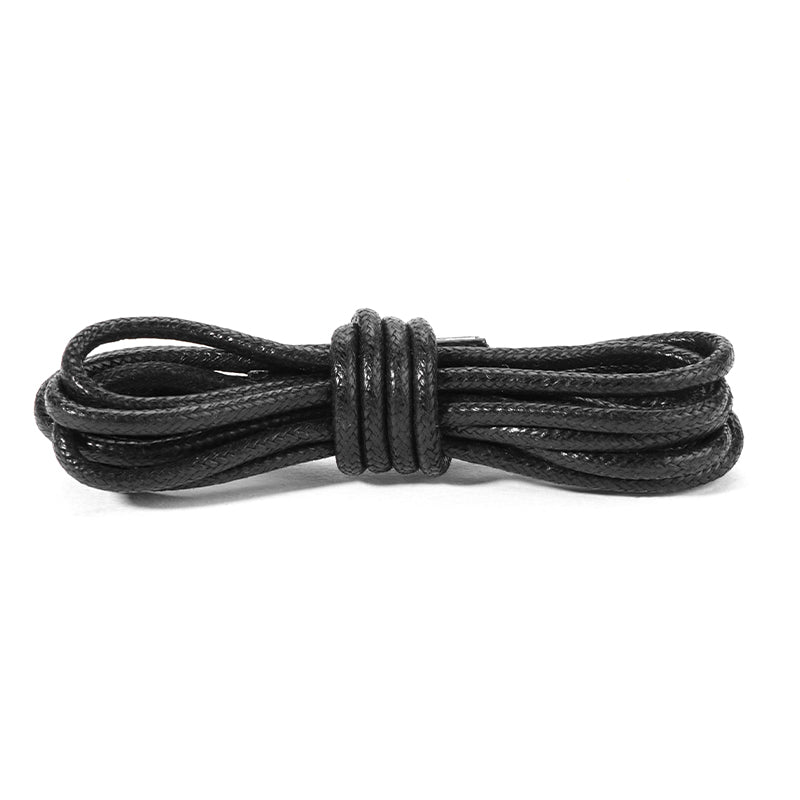 Black Waxed Round Shoelaces Black Waxed Round Shoelaces