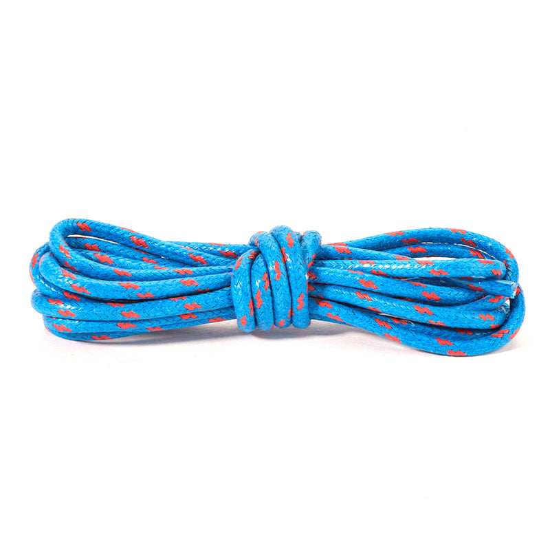 Blue with Red Stripes Waxed Round Shoelaces Blue with Red Stripes Waxed Round Shoelaces