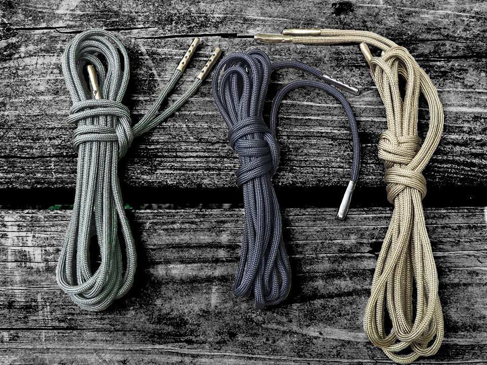 Paracord Steel Tip Shoelaces Black Boot Laces Mad Dog Laces