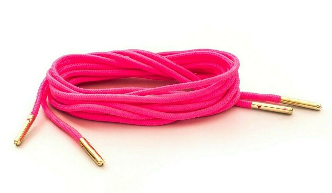 Neon Pink Boot Laces | 3mm Paracord Steel Tip Shoelaces 36 4 to 6 Eyelets / Antique Bronze