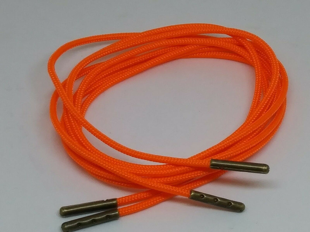 Neon Orange Boot Laces | 3mm Paracord Steel Tip Shoelaces 86 10 to 14 Eyelets / Rose Gold