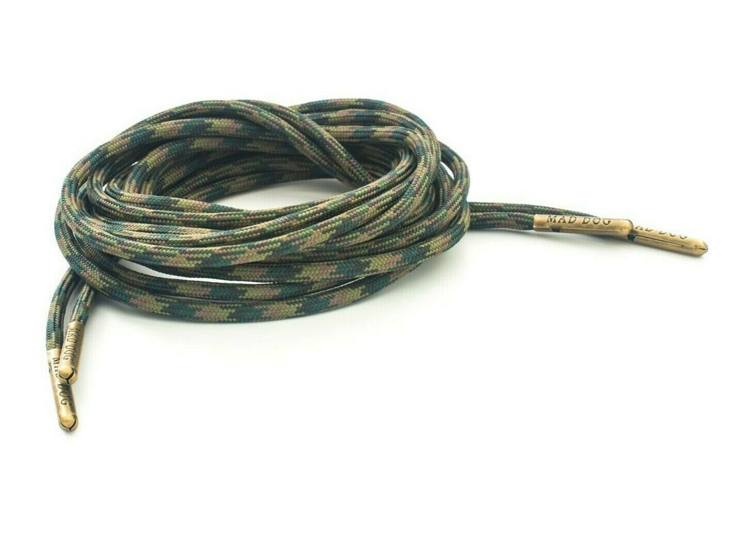 Woodland Camo Boot Laces *Guaranteed for Life* 550 Paracord Steel Tip - Mad Dog Laces
